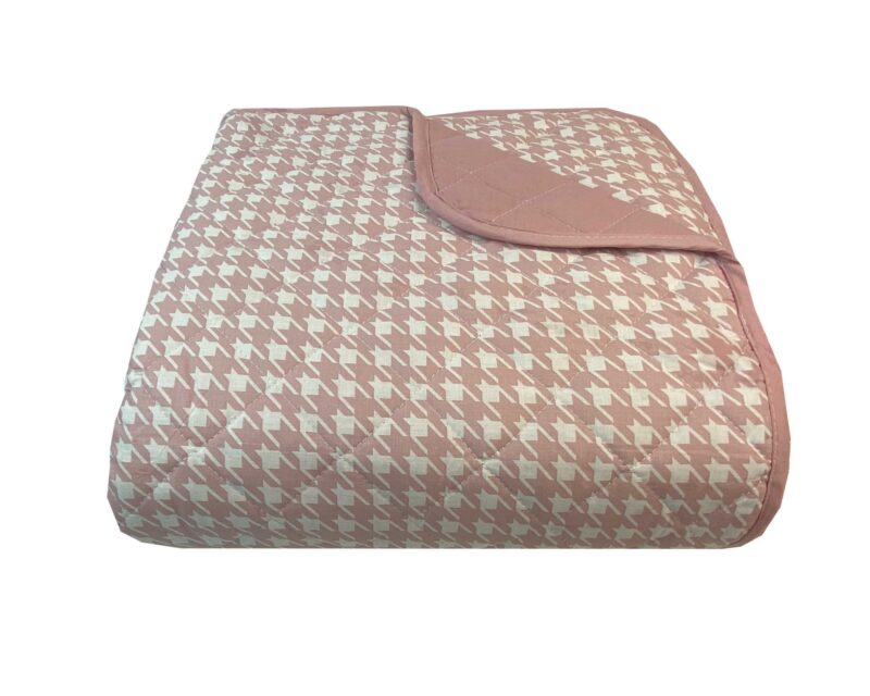 Κουβερλι Υπέρδιπλα 220x240 Pied De Poule Dusty Rose