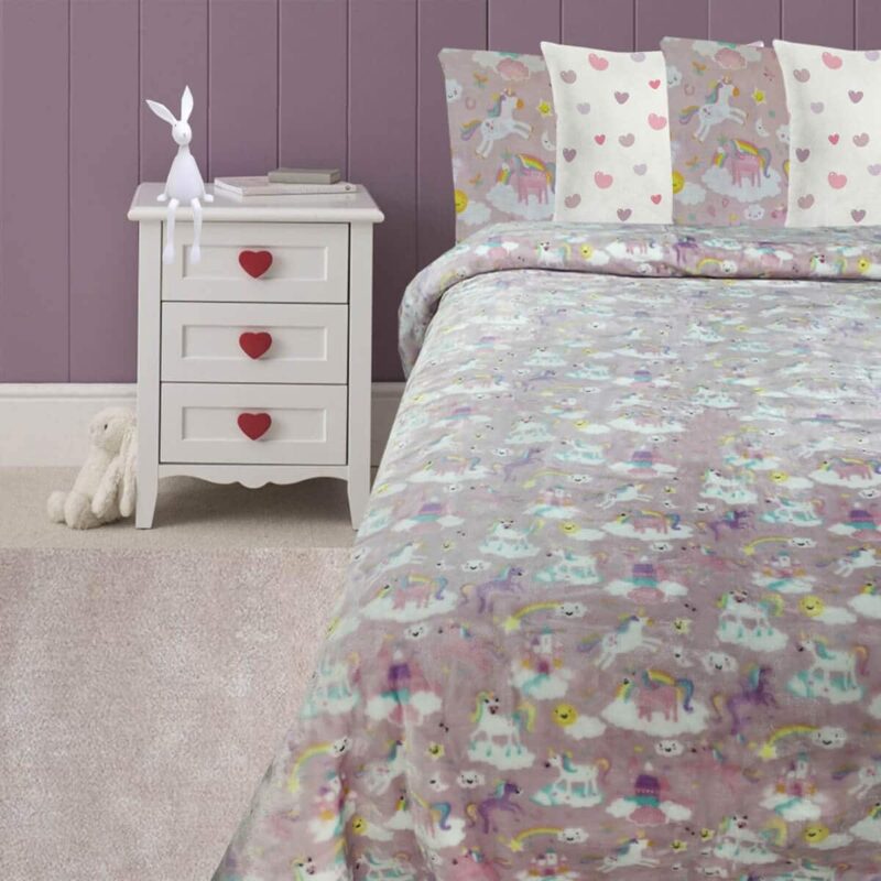 Παιδική Κουβέρτα Βελουτέ Μονή 160x220 Unicorn Castle