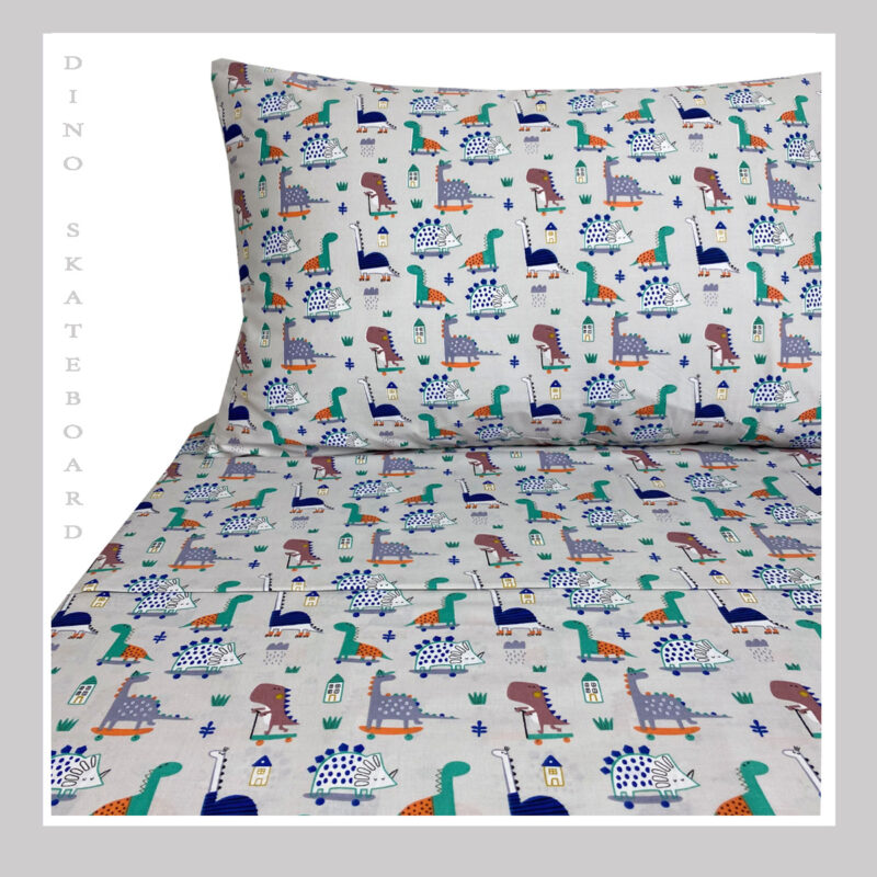 Παιδικά Σετ Σεντόνια Μονά Dino On Skateboard